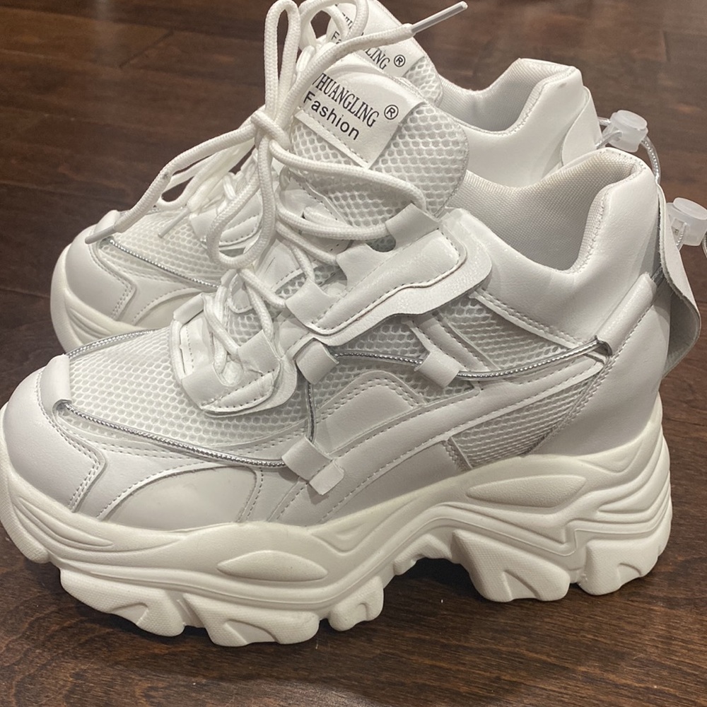 White platform sneakers